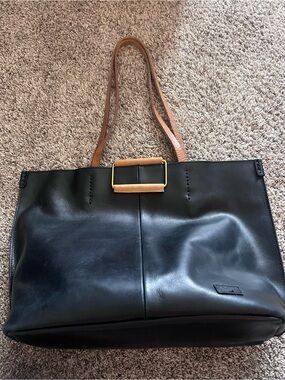 Old Trend ECO Black Genuine Leather Oversized Tote Shoulder Bag